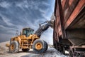 Excavator loader with backhoe works Royalty Free Stock Photo