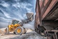 Excavator loader with backhoe works Royalty Free Stock Photo