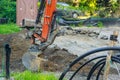 Excavator loader at earth moving works Royalty Free Stock Photo