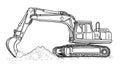Excavator Line Art Heavy Machinery, Construction Vehicle Royalty Free Stock Photo