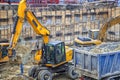 Heavy construction equipment working at the construction site Royalty Free Stock Photo