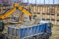 Heavy construction equipment working at the construction site Royalty Free Stock Photo