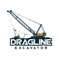 Dragline excavator logo industrial vector