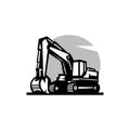 excavator logo in black and white version Royalty Free Stock Photo