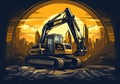 Excavator logo illustration for construction company, heavy equipment rental, infrastructure projects. Ideal for engineering, Royalty Free Stock Photo