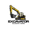 Excavator logo template vector. Heavy equipment logo vector for construction company. Creative excavator illustration for Royalty Free Stock Photo