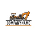 Excavator logo template vector. Heavy equipment logo vector for construction company Royalty Free Stock Photo