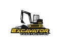 Excavator logo template vector. Heavy equipment logo vector for construction company. Creative excavator illustration for logo tem Royalty Free Stock Photo