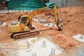 Excavator machine on construction site