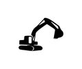 Excavator, machine in construction site, crawler excavator, graphic design Royalty Free Stock Photo