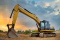 Excavator. A machine for earthworks. Construction site. Excavator for construction