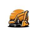 Excavator machine illustration vector isolated in white background Royalty Free Stock Photo