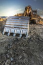 Excavator machine on road construction works, moving earth Royalty Free Stock Photo