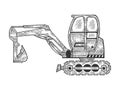 Excavator machine sketch engraving vector