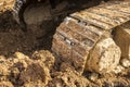 Excavator metal track shoe detail Royalty Free Stock Photo