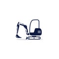 Excavator mini icon. Digger Illustration vector dig vehicle. Mini excavator flat illustration Royalty Free Stock Photo