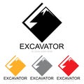 Excavator and mountain logo free vector