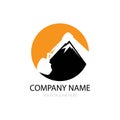 Excavator and mountain logo free vector