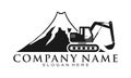 Excavator and mountain vector logo