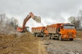 Excavator in operation