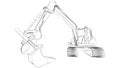 Excavator outline in perspective view isolated. Design element Royalty Free Stock Photo