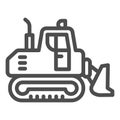 Excavator with scoop line icon, heavy equipment concept, Earth heavy digger sign on white background, Backhoe symbol in Royalty Free Stock Photo