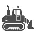 Excavator with scoop solid icon, heavy equipment concept, Earth heavy digger sign on white background, Backhoe symbol in Royalty Free Stock Photo