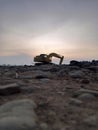 Excavator Silhouette Against the Evening Sky