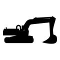 Excavator silhouette Special equipment Dusty digger Building machine icon black color vector illustration flat style image Royalty Free Stock Photo