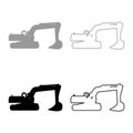 Excavator silhouette Special equipment Dusty digger Building machine set icon grey black color vector illustration image flat Royalty Free Stock Photo