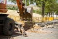 Excavator standing in sandpit Royalty Free Stock Photo