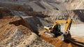 Excavator on the stone mine