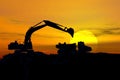 Excavator in storm