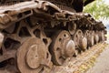 Close-up of excavator tracks Royalty Free Stock Photo