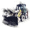 Excavator tractor illustration color isolated art work antique old Royalty Free Stock Photo