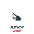 excavator transport icon in a flat style. Vector illustration pictogram on white background. Isolated symbol suitable for mobile