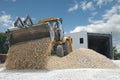 Excavator unload gravel Royalty Free Stock Photo