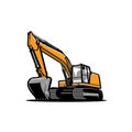 Excavator vector art isolated in white background Royalty Free Stock Photo
