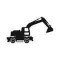 Excavator vector black icon. Logo of construction and agricultural machinery vector. Special equipment vector. Black Royalty Free Stock Photo
