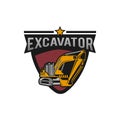 Excavator Vector Logo Template. Excavator logo. Excavator isolated. Digger, construction, backhoe, construction business icon. Royalty Free Stock Photo