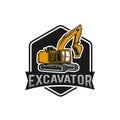 Excavator Vector Logo Template. Excavator logo. Excavator isolated. Digger, construction, backhoe, construction business icon. Royalty Free Stock Photo