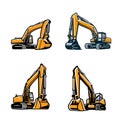 Excavator vector template set bundle.