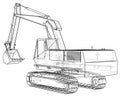 Excavator vector. Wire-frame. EPS10 format. Vector created of 3d.