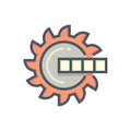 Excavator wheel bucket vector icon design. 64x64 pixel perfect and editable line stroke.