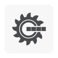 Excavator wheel bucket vector icon design.