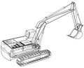 Excavator. Wire-frame. EPS10 format. Vector rendering of 3d.