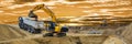 Excavator at work on construction site Royalty Free Stock Photo