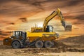 Excavator at work on construction site Royalty Free Stock Photo