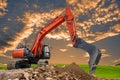 Excavator at work on construction site Royalty Free Stock Photo