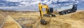 Excavator at work on construction site Royalty Free Stock Photo